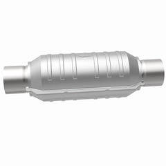 MagnaFlow Universal 2.25-Inch Inlet/Outlet Center/Center Round Catalytic Converter – 11-Inch Body x 5.125-Inch Width x 15-Inch Overall Length