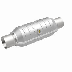 MagnaFlow Universal 2.25-Inch Inlet/Outlet Center/Center Round Catalytic Converter – 11-Inch Body x 5.125-Inch Width x 15-Inch Overall Length