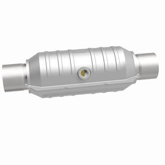 MagnaFlow Universal 2.25-Inch Inlet/Outlet Center/Center Round Catalytic Converter – 11-Inch Body x 5.125-Inch Width x 15-Inch Overall Length