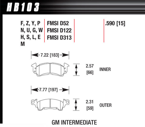 Brake Pad GM D-52 Blue Pad