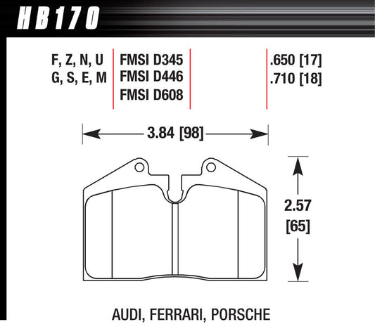 BRAKE PAD MASERATI PORSCHE FERRARI FR & RR